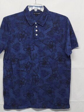 Ocean Current Mens Polo Shirt Size Large (41"Chest) Short Sleeve Floral Hibiscus